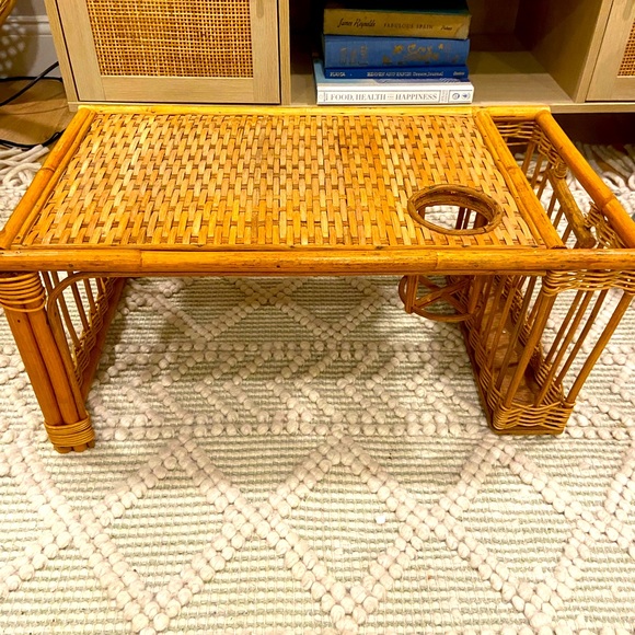 Accents Vintage Rattan Bed Tray W Cup Holder Poshmark